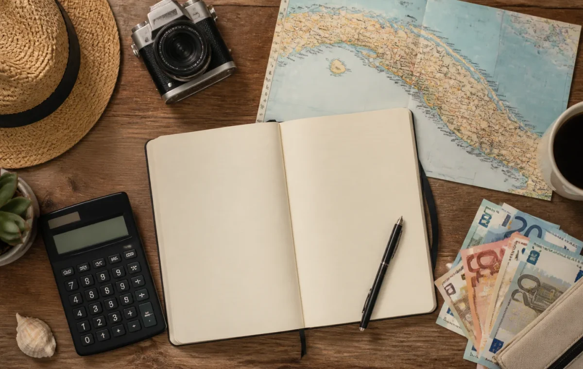 Carnet, calculatrice et carte de Cuba pour préparer un budget
