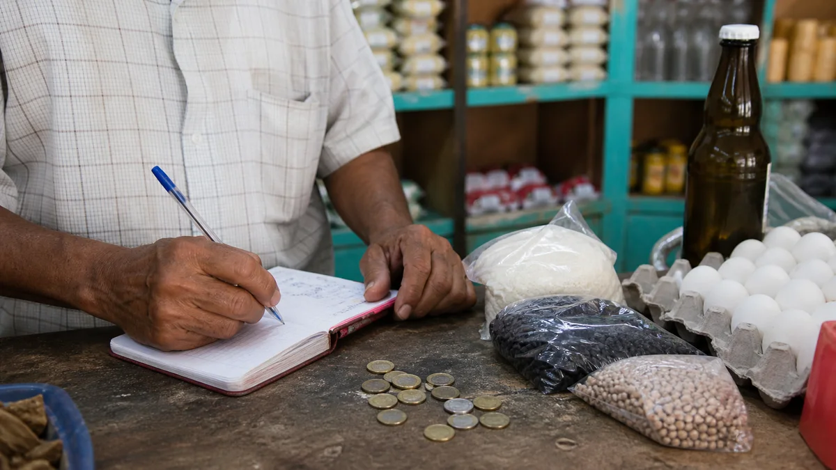 Étal d'un marché ou commerce de quartier à Cuba