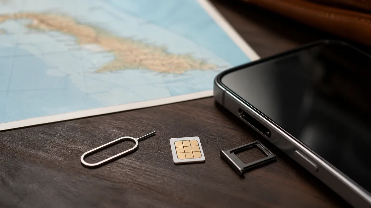 Carte SIM installée dans un téléphone mobile